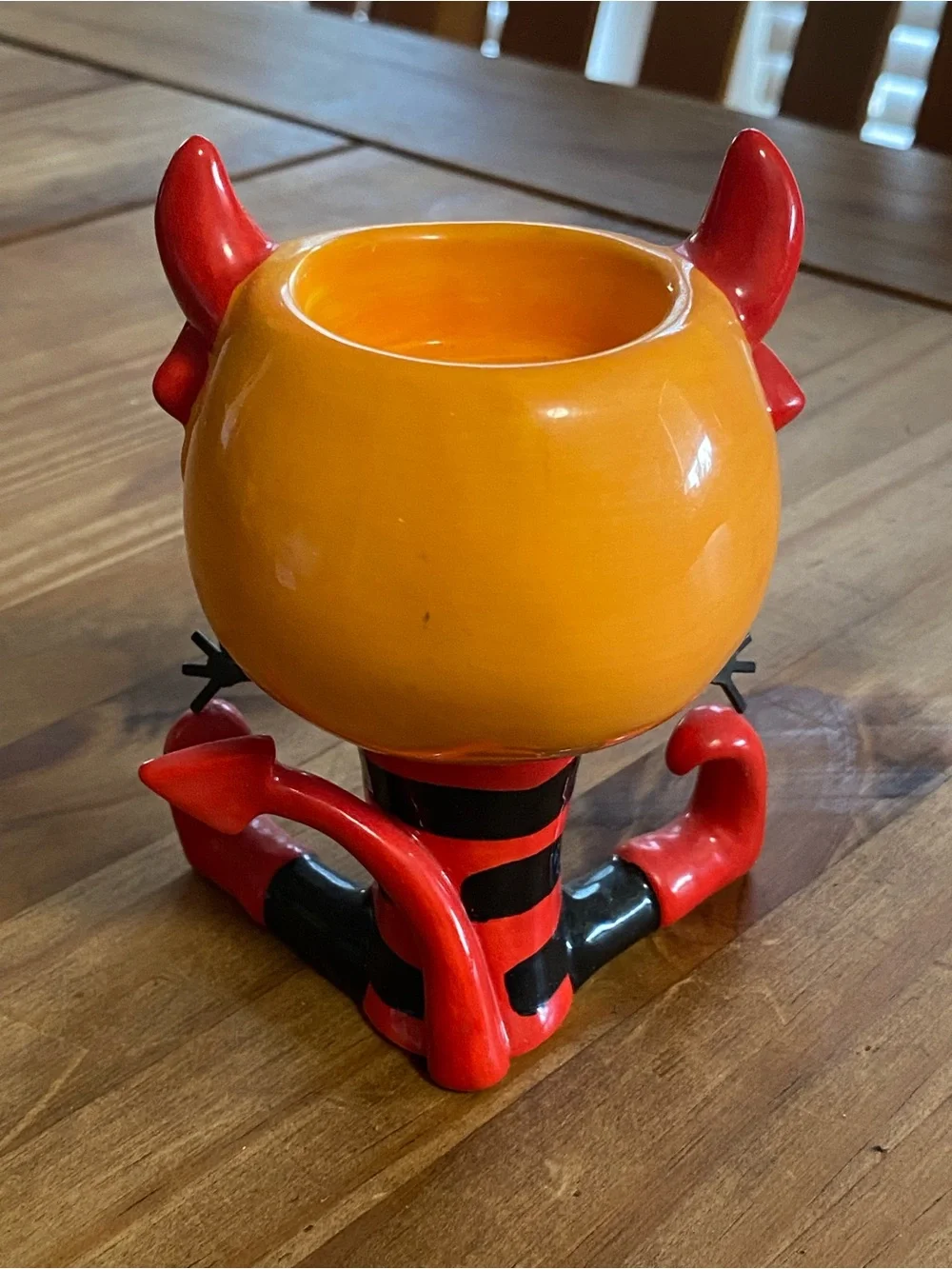 Vintage Halloween Ceramic candle holder character in devil costume (E)
